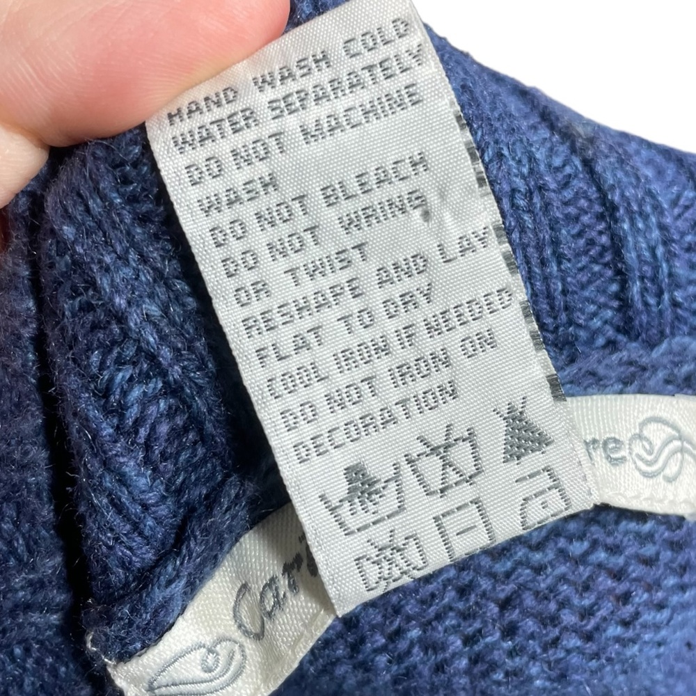 Christmas Village Sweater PS Petite S Embroidered Beaded Sequin Navy Rainbow - Picture 14 of 14